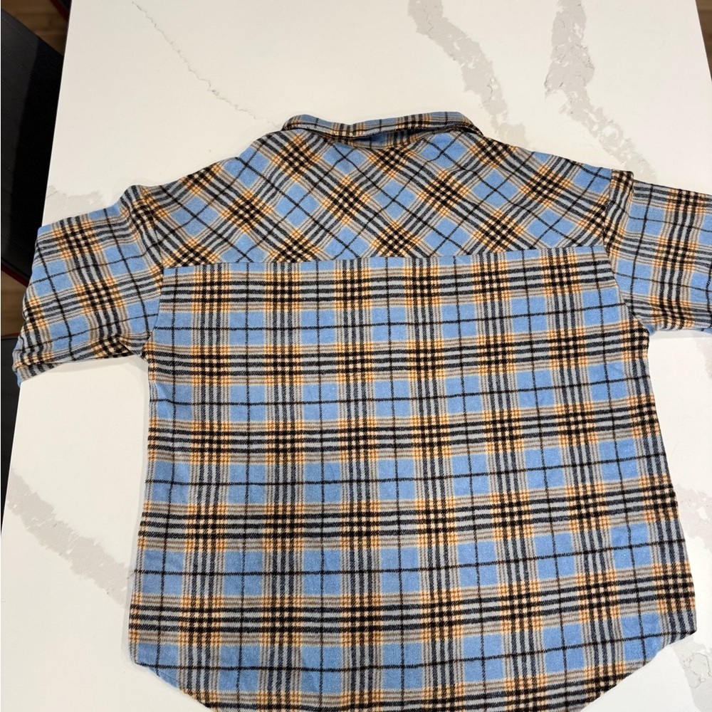SHEIN Blue and Brown Plaid Shirt - Picture 5 of 5